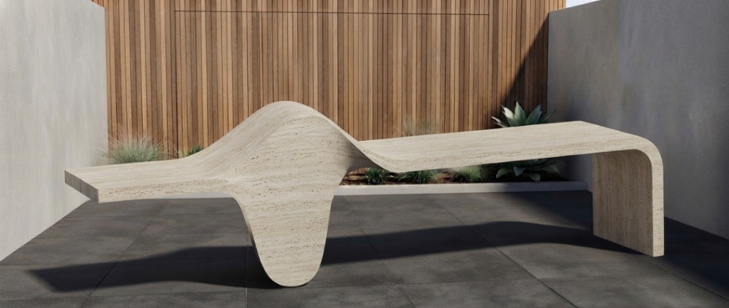 DECO Twist Bench in Travertine Finish