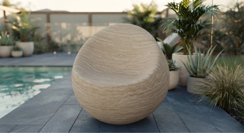 DECO Cocoon Seater in Travertine Finish
