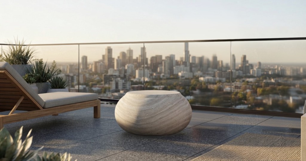 DECO Pebbles Stool in Travertine Finish