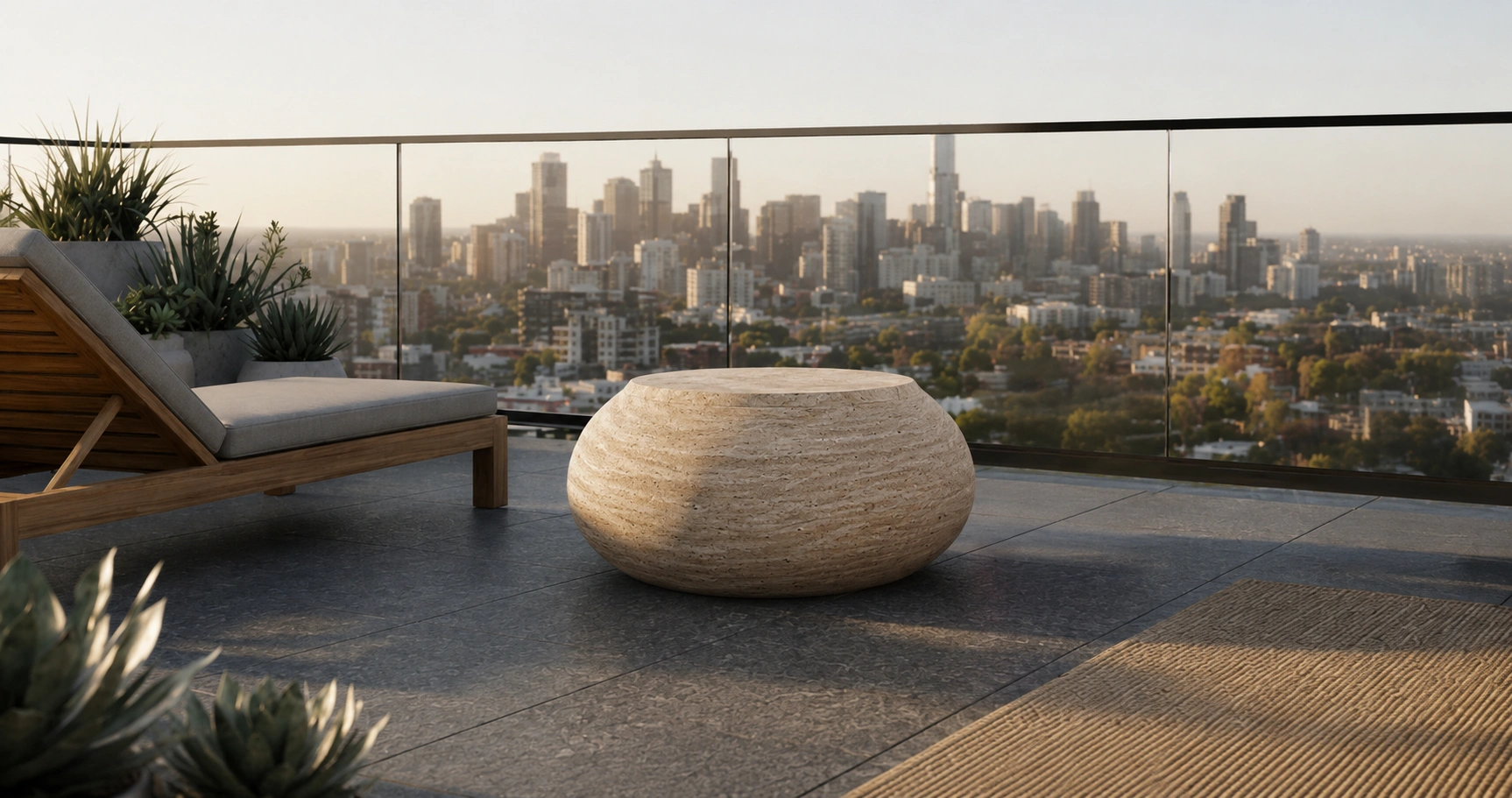 DECO Pebbles Stool in Travertine