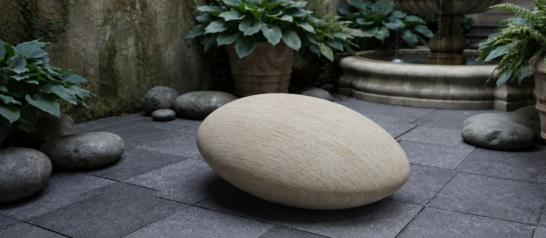 DECO Pebbles Seater in Travertine Finish