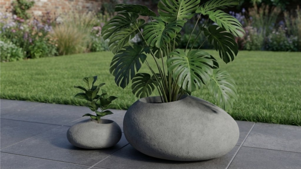 DECO Pebbles Planter in Travertine Finish