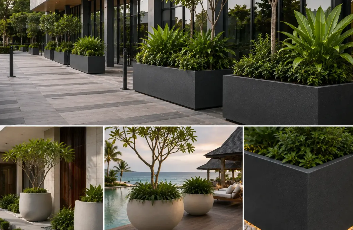 FRP Planters for Commercial Projects, Residential Developments, and Resorts