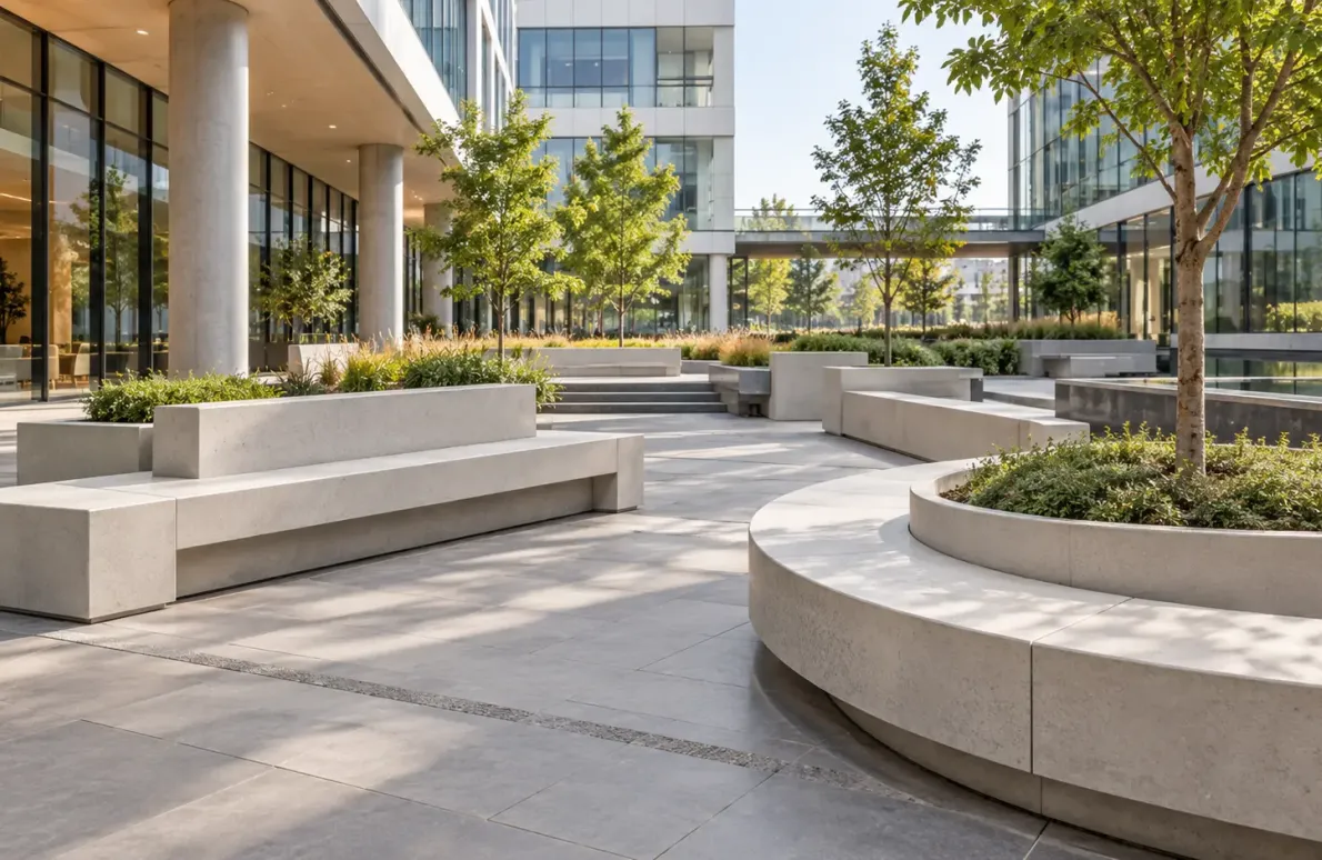 GRC Benches and Seating for Commercial Campuses